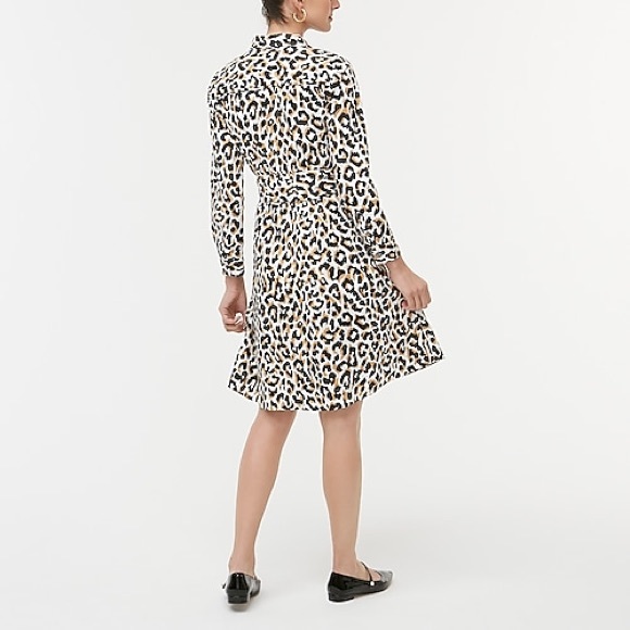 NWT J.Crew Leopard Print Tie Waist Shirtdress - Picture 3 of 13